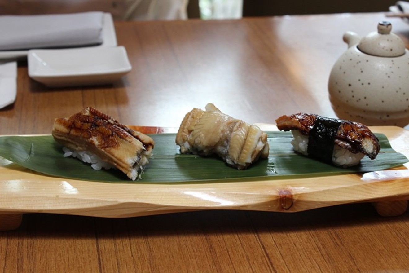 Chef Hori prefers anago (left and middle) to unagi (right) at Kata Robata.