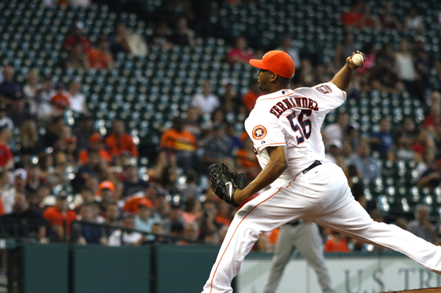 Houston Astros mascot Orbit promotes his birthday during BP 