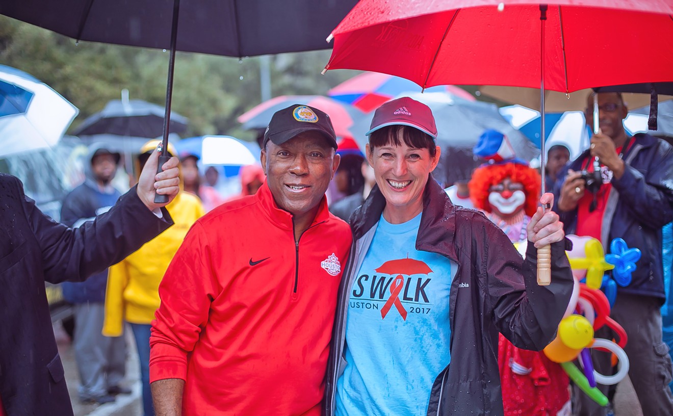 You never know who you'll see at the AIDS Walk. Mayor Sylvester Turner and AIDS Foundation CEO Kelly Young hung out last year.
