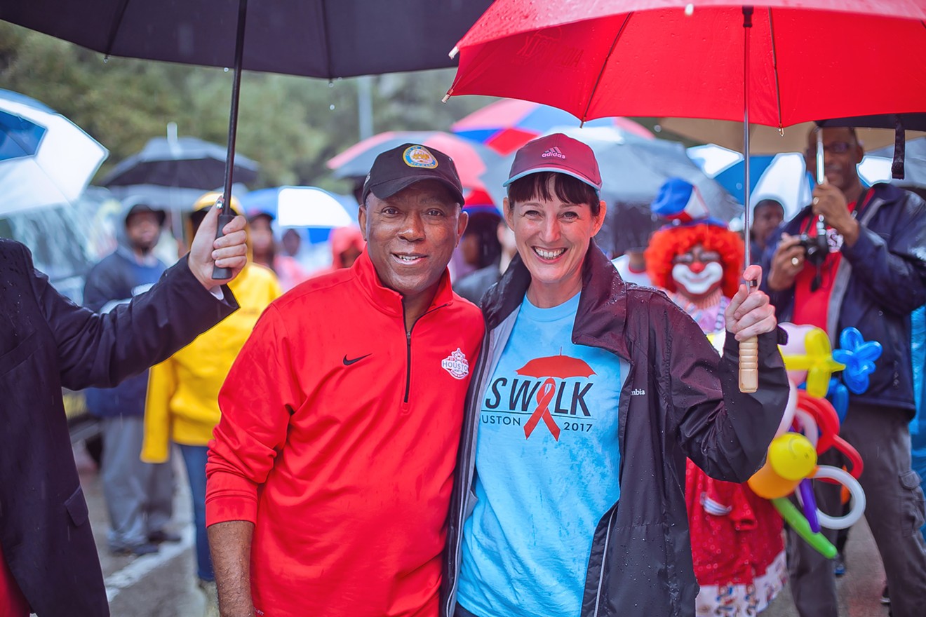 You never know who you'll see at the AIDS Walk. Mayor Sylvester Turner and AIDS Foundation CEO Kelly Young hung out last year.
