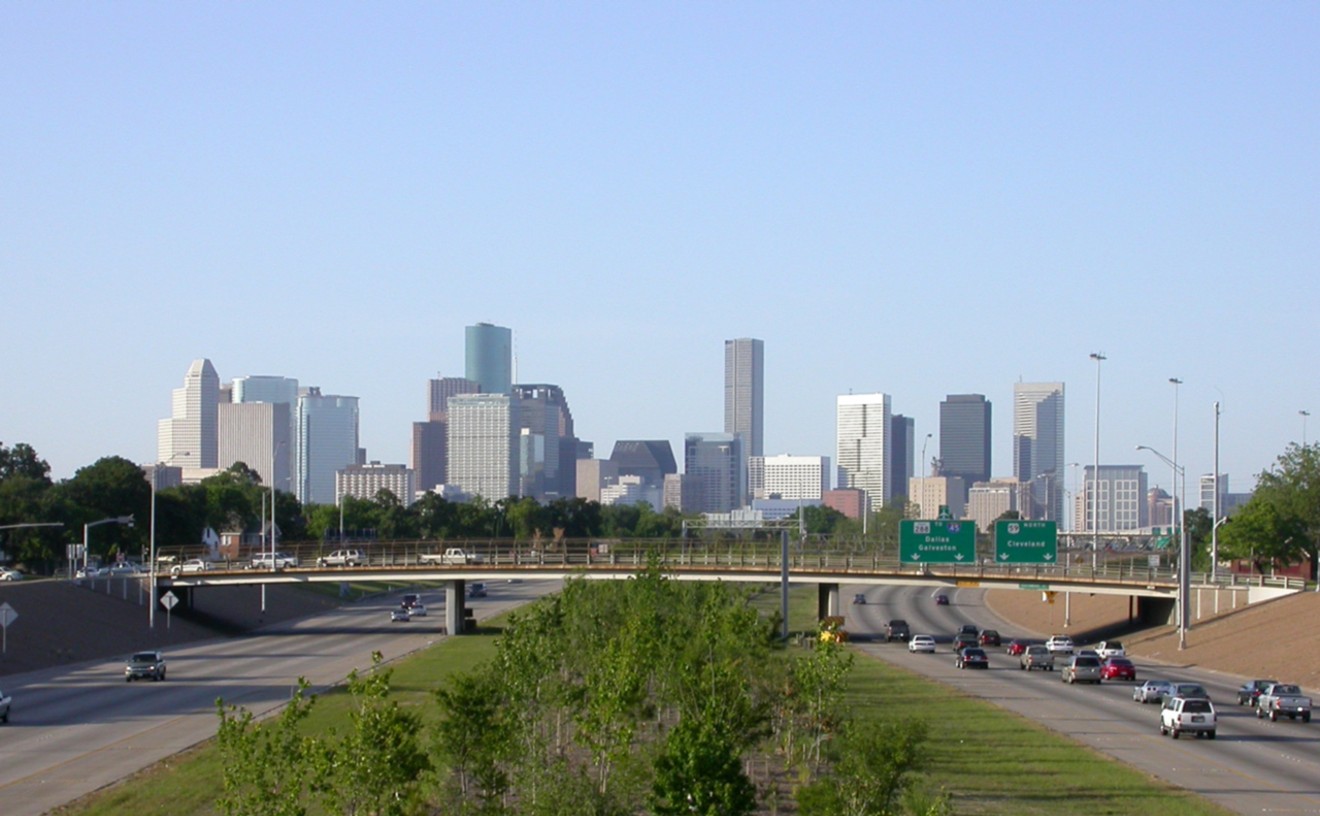 The view toward downtown along 288 during more peaceful times.