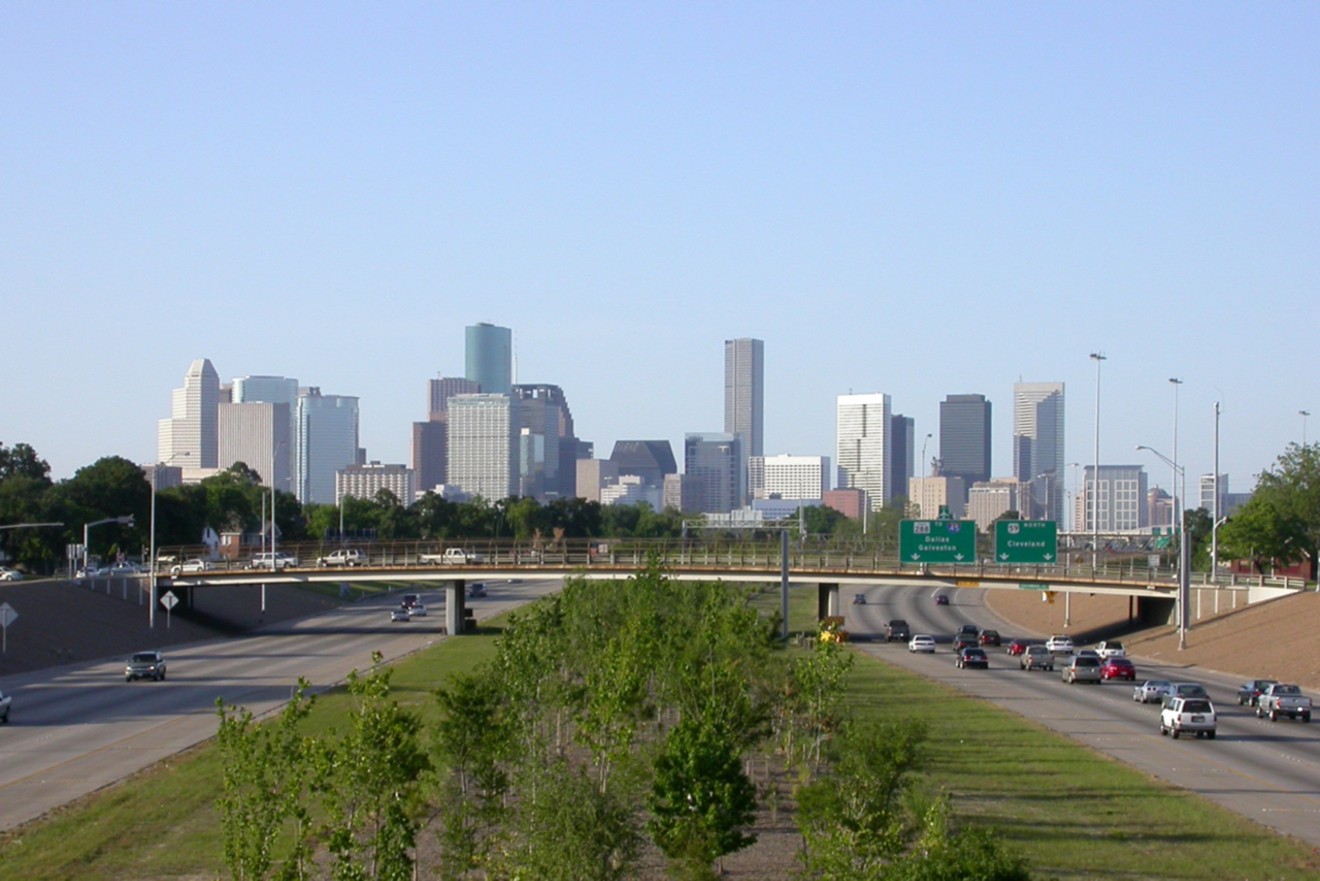 The view toward downtown along 288 during more peaceful times.