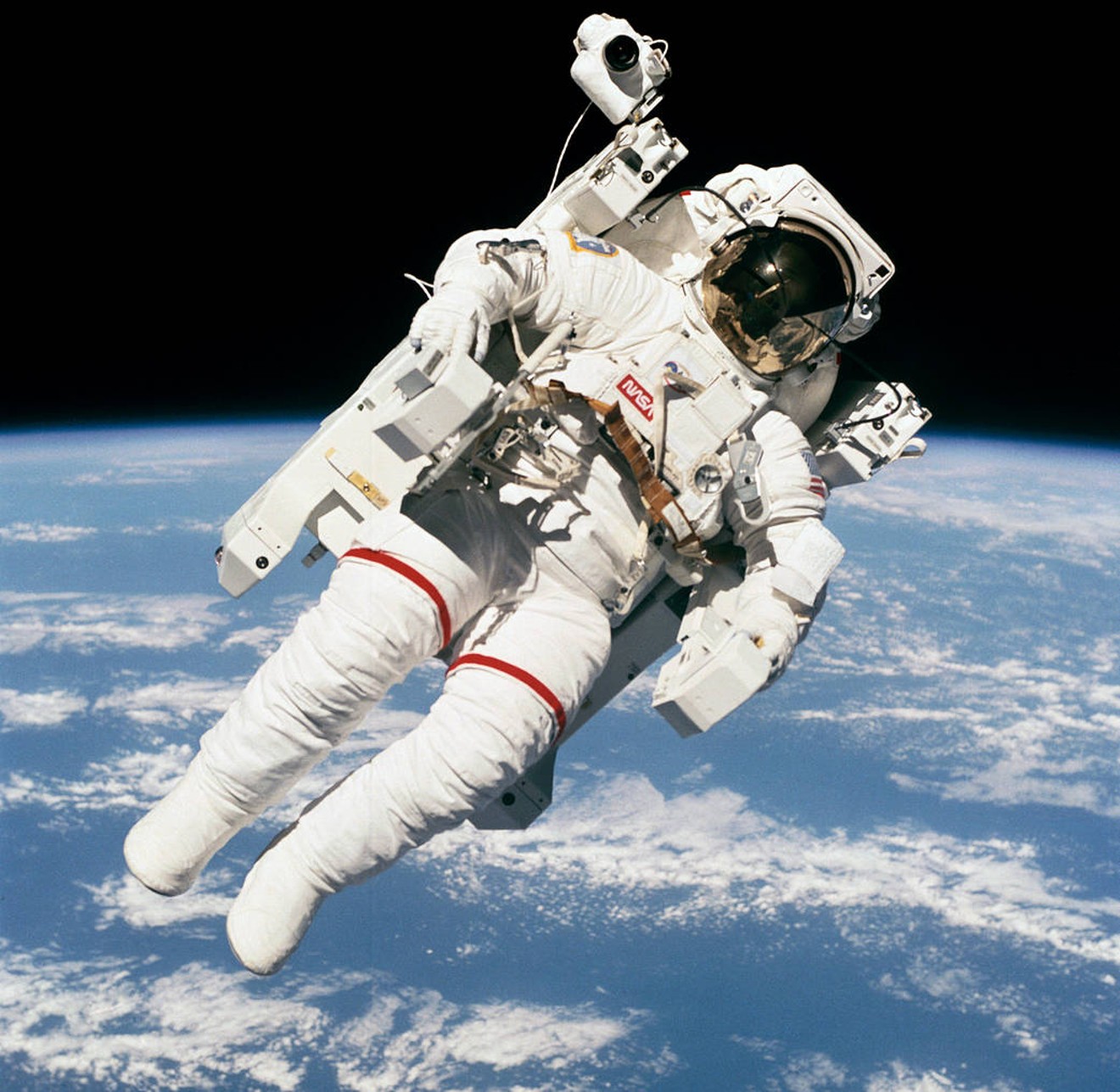 Bruce McCandless II on his amazing untethered space flight.