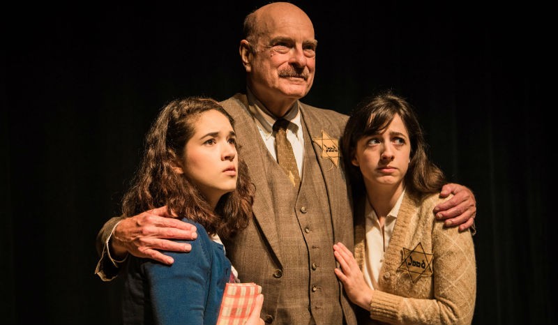 (L-R) Marcella Alba as Anne Frank, Carl Masterson as Otto Frank, and Megan Jankovic as Margot Frank