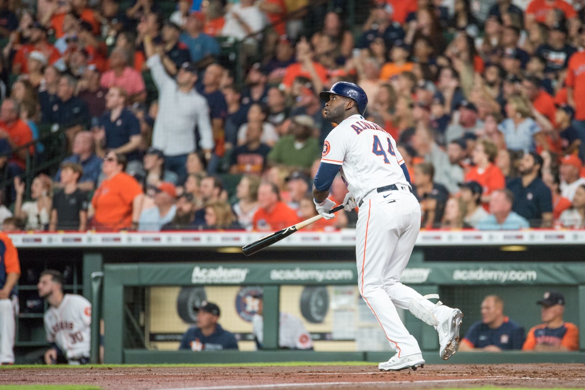 Yordan Alvarez launches another home run against the A's.