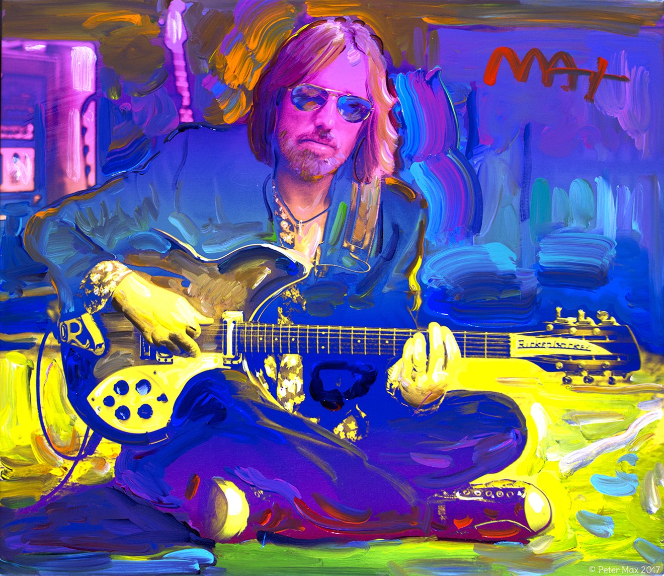 Tom Petty by Peter Max. A Max retrospective opens August 17 at Off the Wall Gallery.