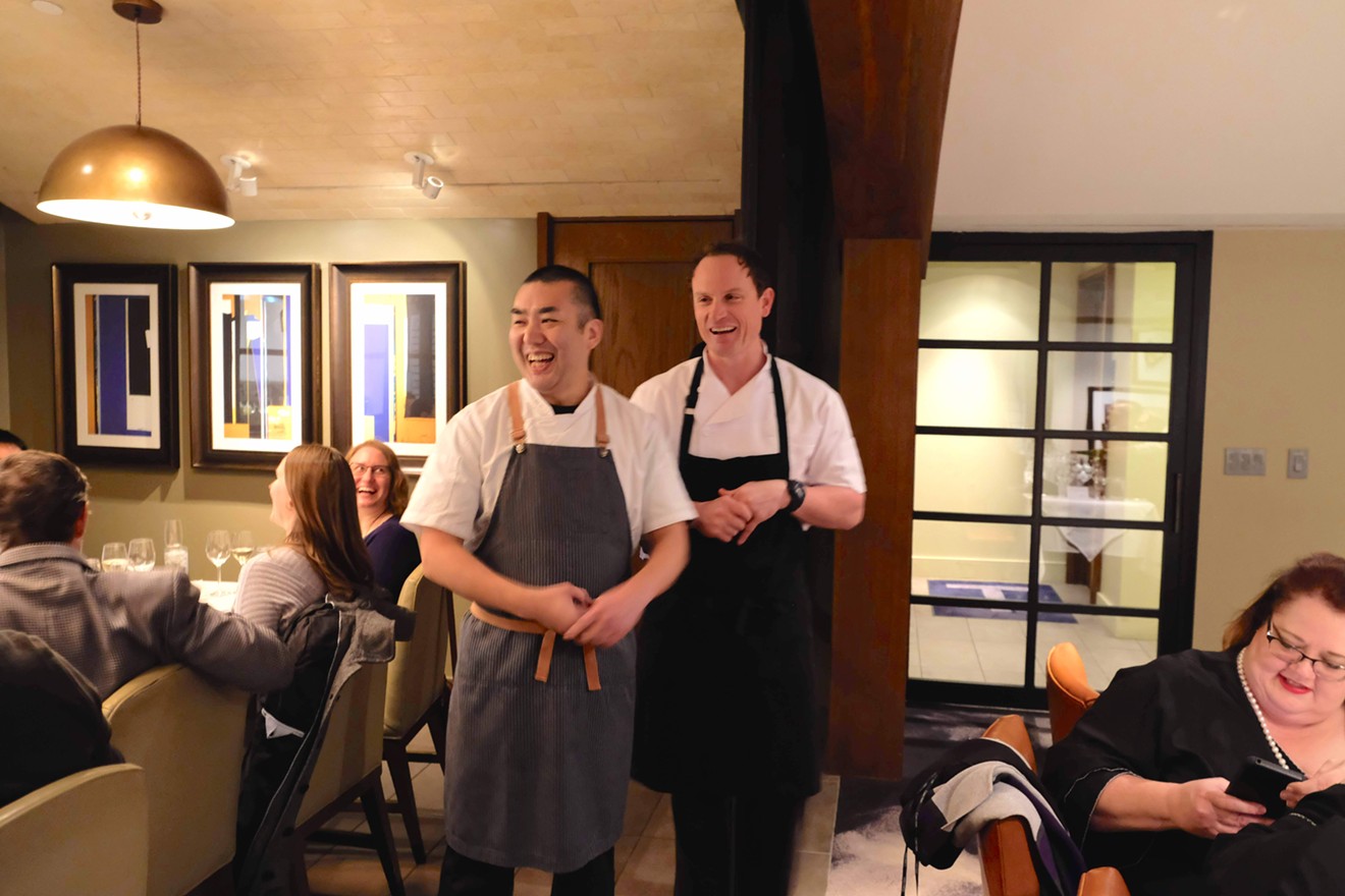 Chef Manabu Horiuchi (left) and Austin Simmons (right) kick off the Collaboreight dinner at Tris in the The Woodlands.