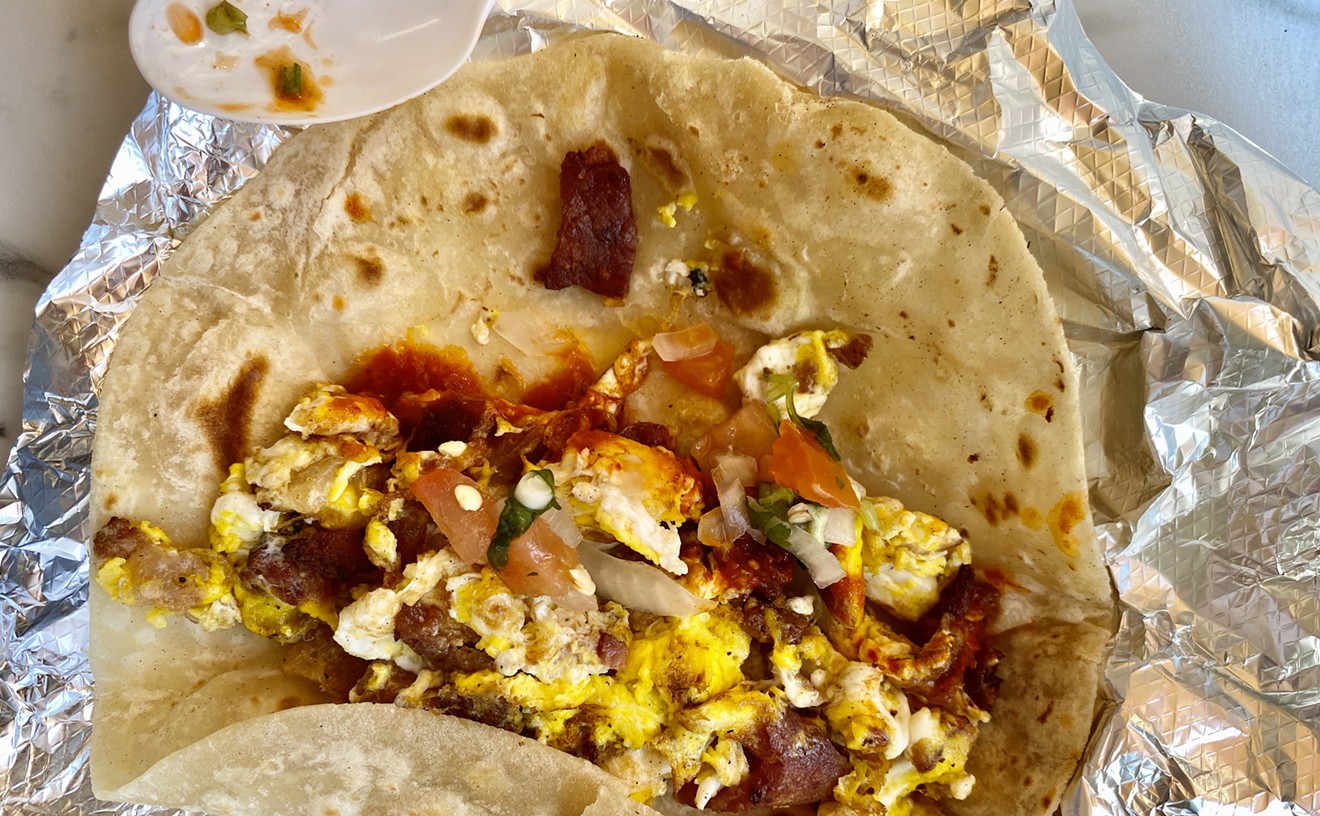 The breakfast taco at Tita's Taco House is served on fresh, house-made flour tortillas.