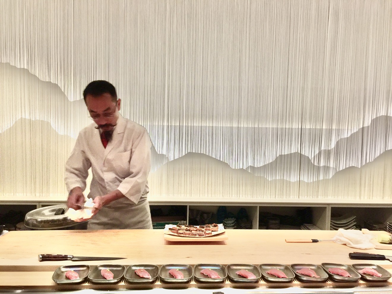 At Best Sushi winner MF Sushi, chef Chris Kinjo prepares sushi for an omakase dinner.