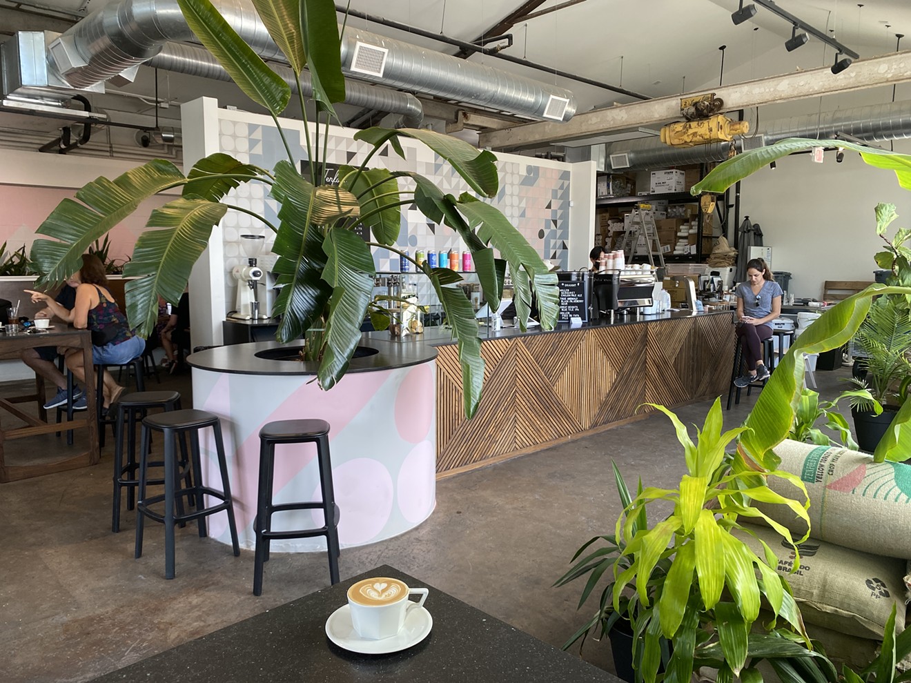 Enjoy a perfect cup of coffee in Tenfold Coffee Company's warehouse-chic digs.