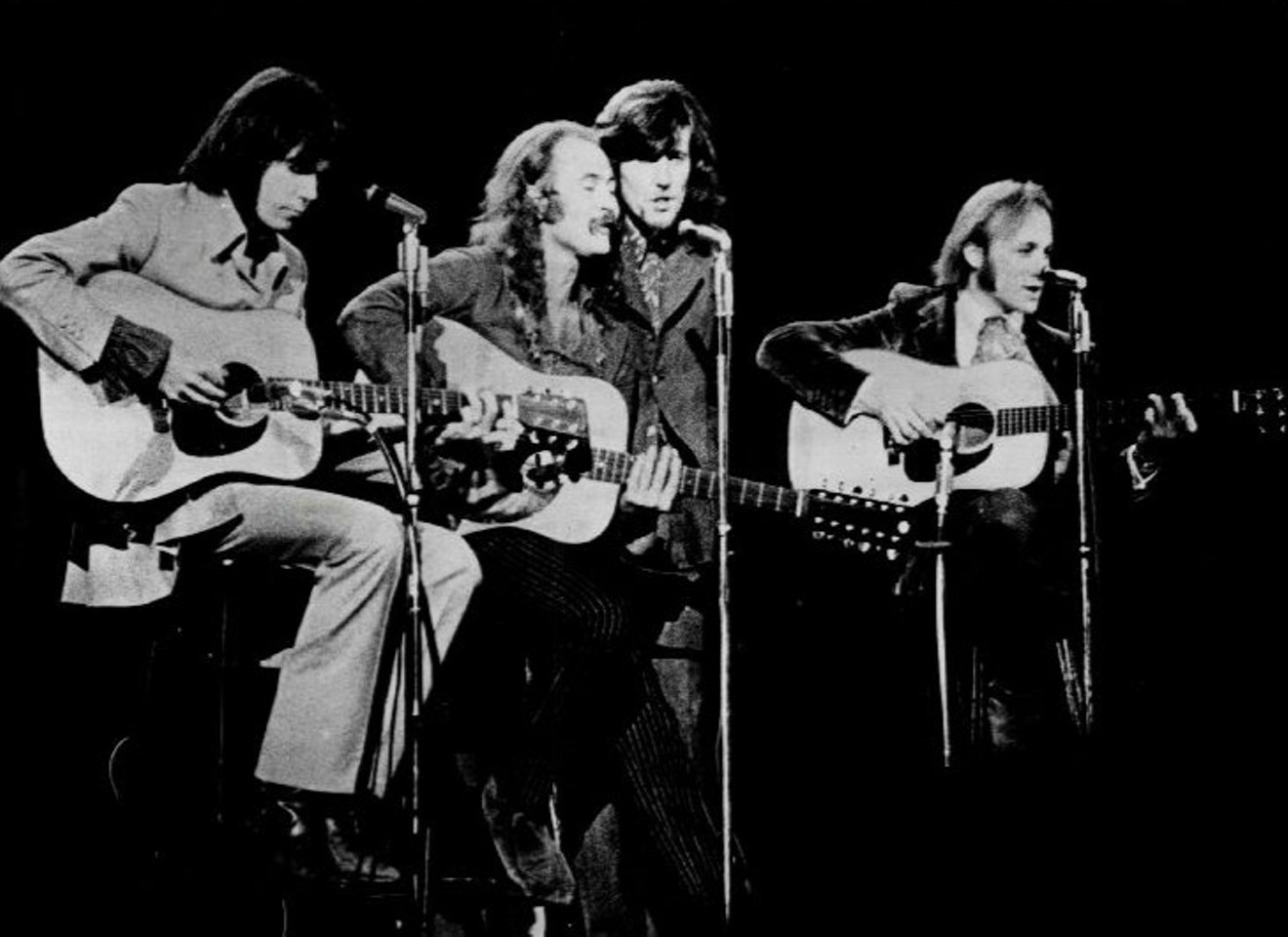 Neil Young, David Crosby, Graham Nash, and Stephen Stills on tour in 1970.