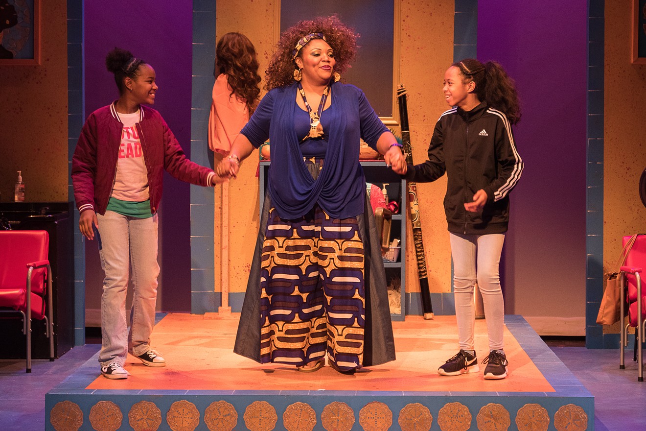 Jayla McDonald,  An’tick Von Morphxing and Jannah Bryant  in 'da Kink In My Hair at Ensemble Theater