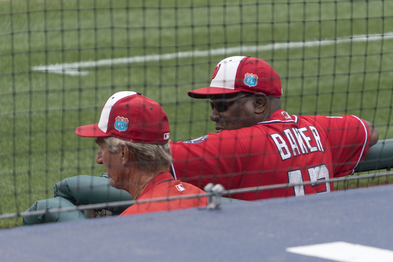 Dusty Baker, seen here managing the Nationals, provides a steadying influence for a veteran team in crisis.