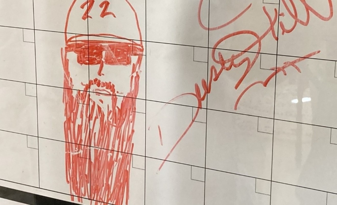 This self-portrait, drawn by the late ZZ Top bassist on a whiteboard in his garage, is up for grabs at the Dusty Hill Estate Sale.