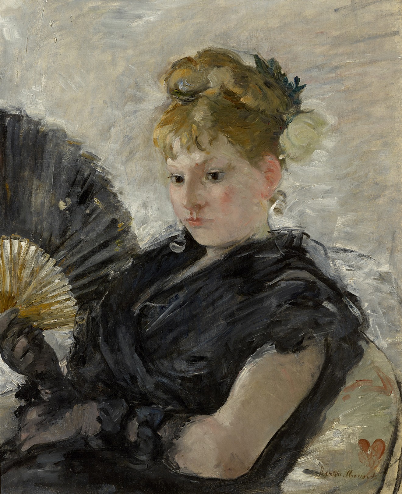 Woman with a Fan (Femme à l’éventail), by Berthe Morisot.