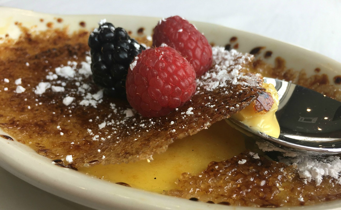Decadent creme brulee satisfies your sweet tooth.