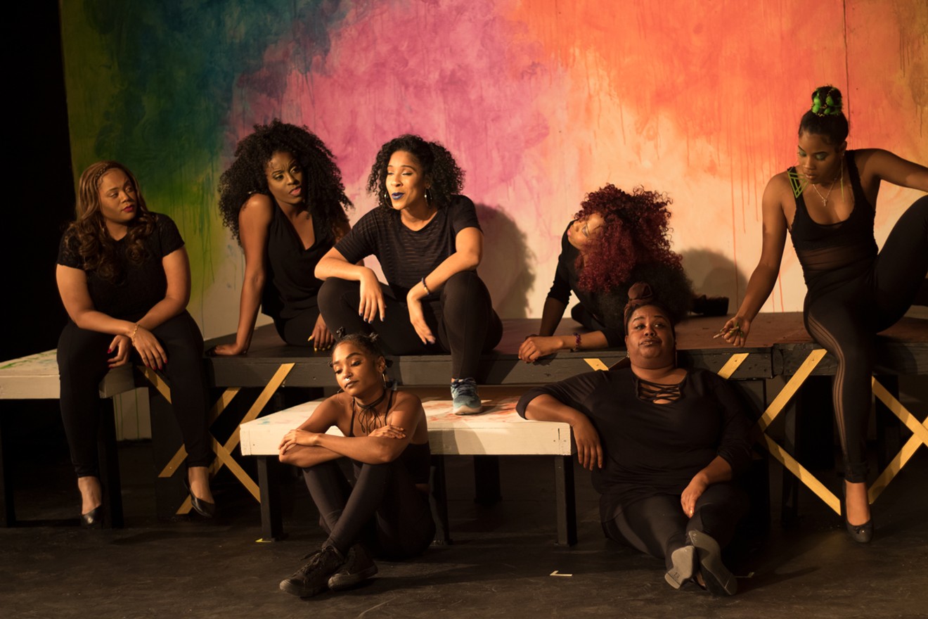 Kimberly Hicks,  Estée Burks, Raven Troup,  Anna Maria Morris, Sonya Gooden, Sara Jackson and  Destiny Mosley  in For Colored Girls Who Have Considered Suicide When The Rainbow Isn't Enough