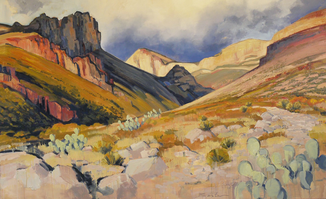 Shumard Canyon, by Mary Baxter, is on view at William Reaves | Sarah Foltz Fine Art in "Mary Baxter: Painting Far West Texas."