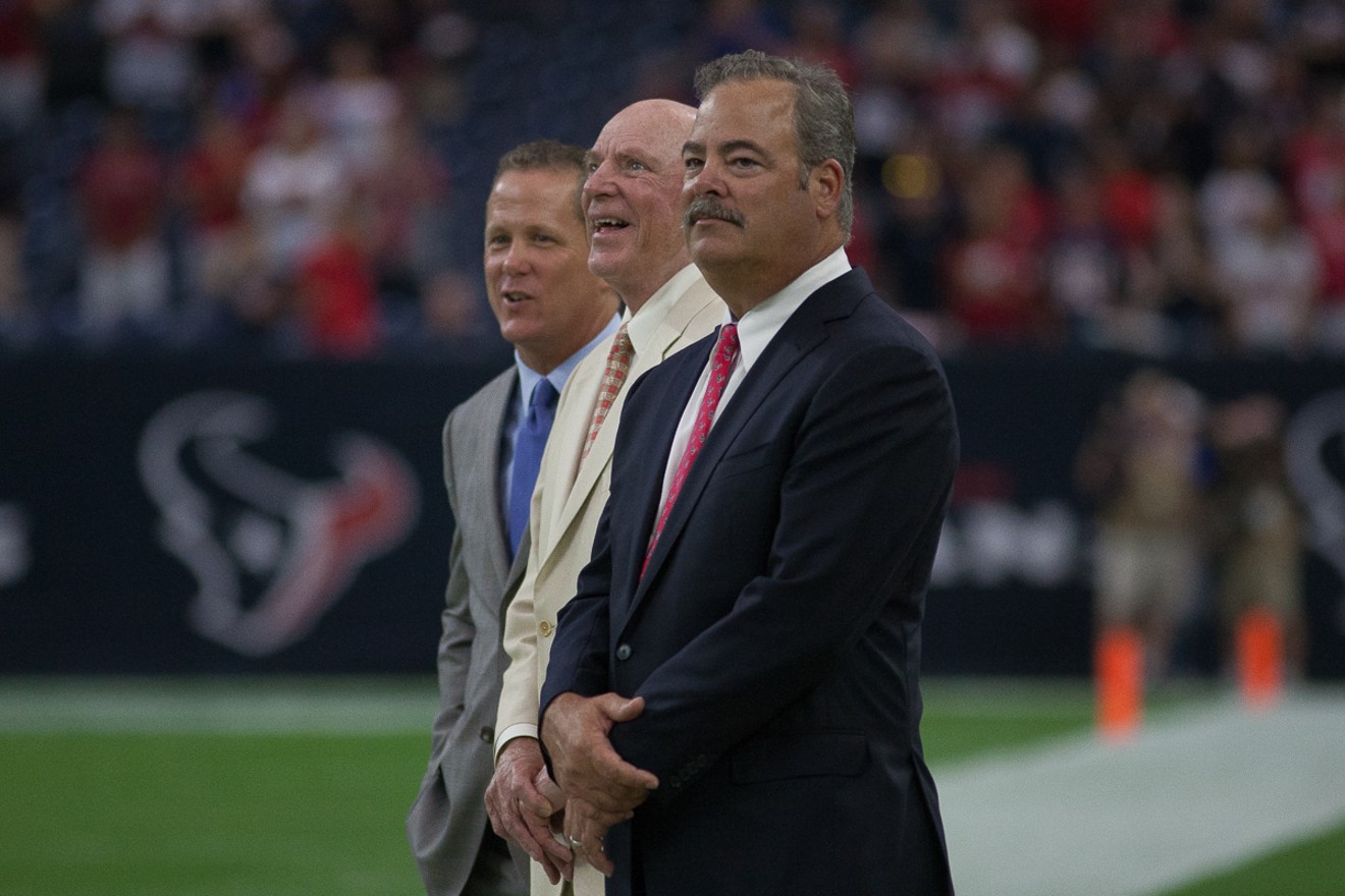 Former Texans president Jamey Rootes (far left) died on Sunday at the age of 56.