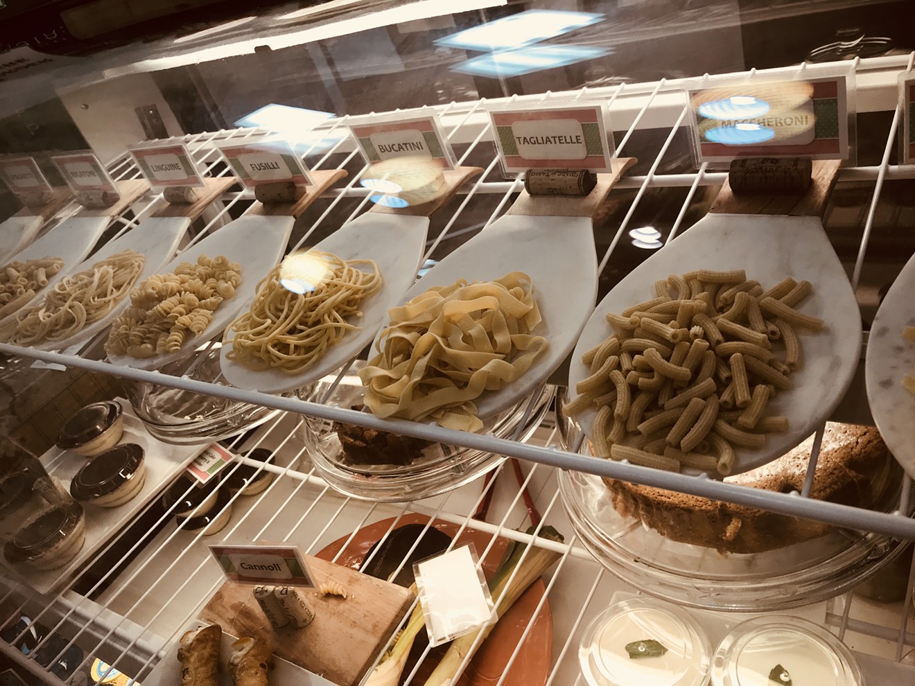 Fresh pasta on display.
