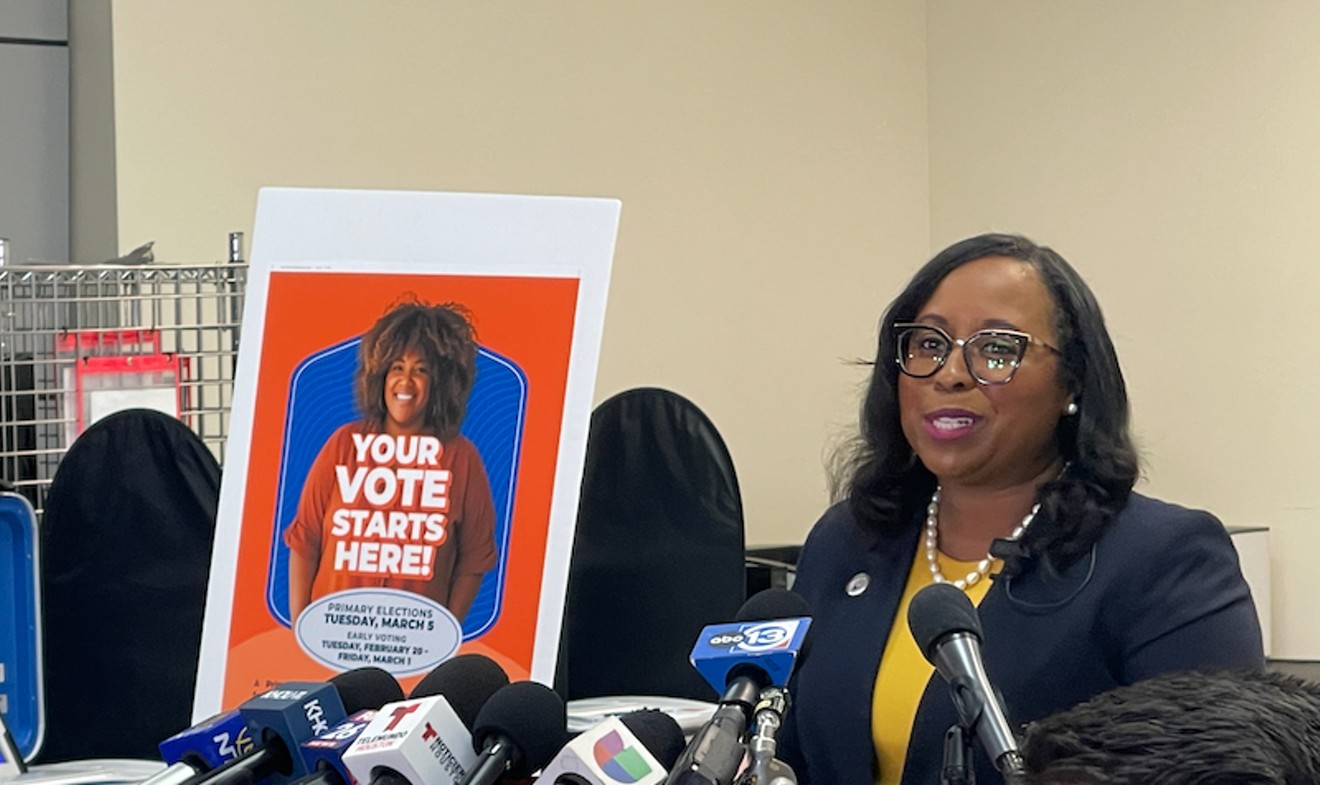Harris County Clerk Teneshia Hudspeth during a press conference telling voters what to expect at Election Day vote centers during the early voting period.