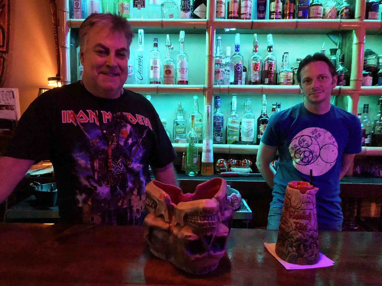 Owner Mark "Howie" Voros and bartender Jonah Castellow mixing for the metal masses.
