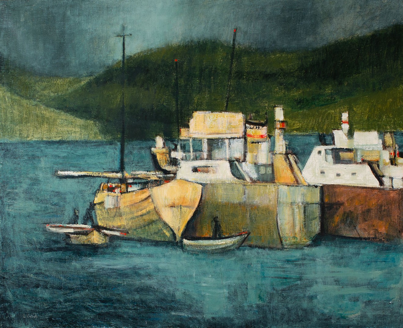 "Harbor", 1950s, oil on linen, 32" x 42"