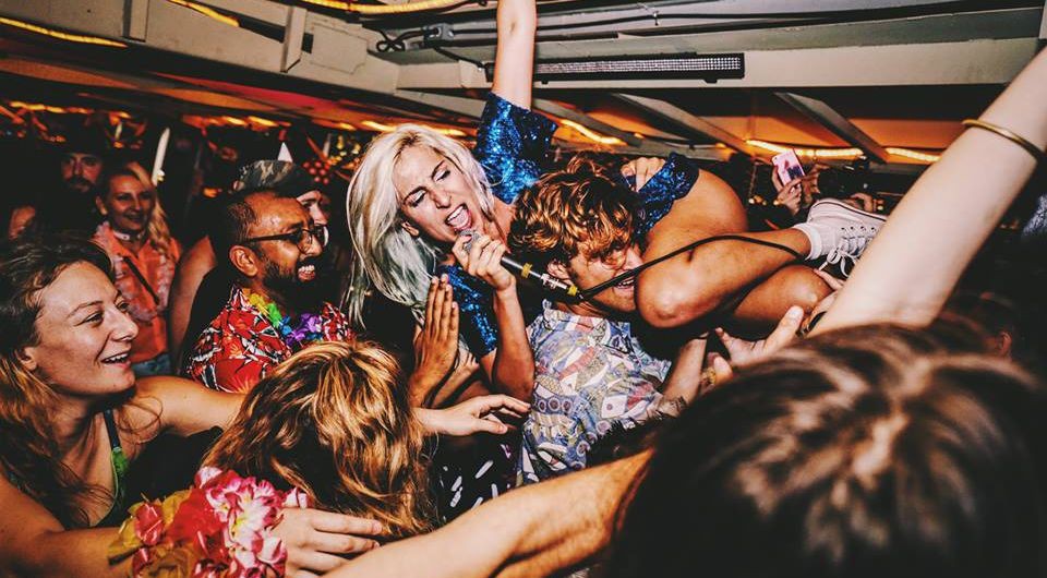 Jessica Louise Dye, singer/guitarist for High Waisted, takes her surf rock and crowd surfing seriously.