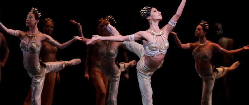 Karina Gonzalez as Nikiya with Artists of Houston Ballet in Stanton Welch's La Bayadère in 2017.