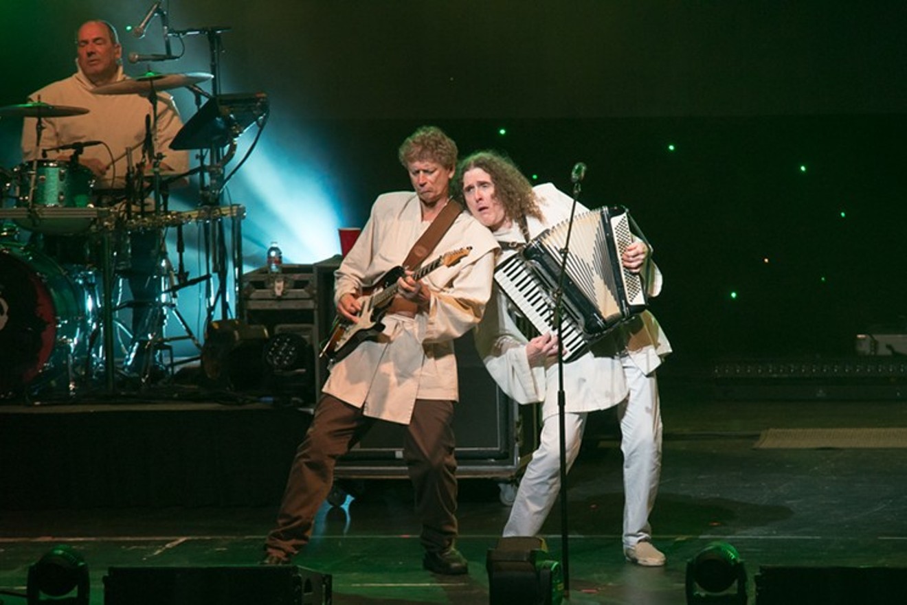 Weird Al (right) at the Wortham Theater Center in 2016