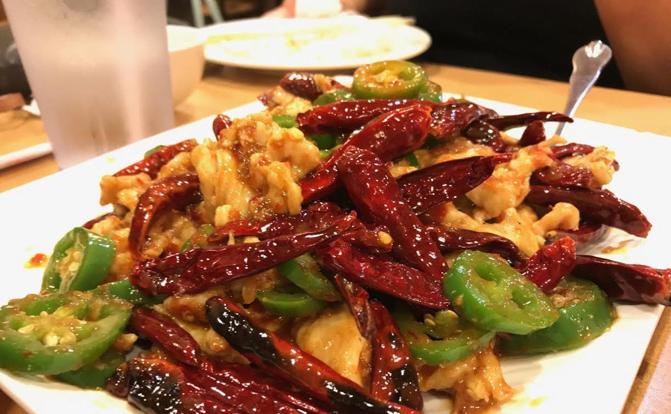 Spicy chicken is a reliable order at Fu Fu Cafe, just beware the red things.