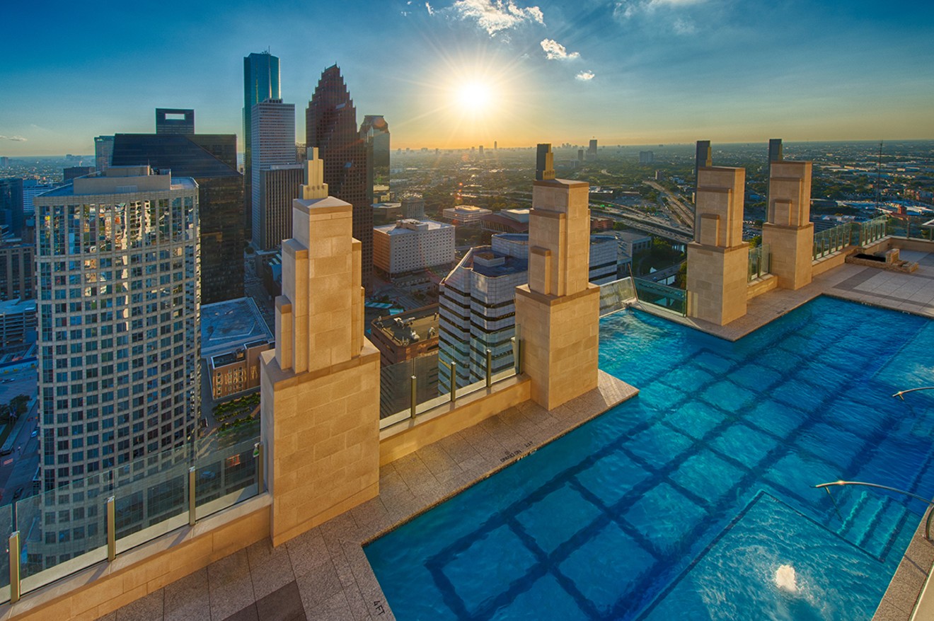 Market Square Tower is Houston's tallest residential high-rise and features the tallest pool in Texas. The Sky Pool rests 500 feet in the air and includes a glass bottom that extends eight feet over the street.