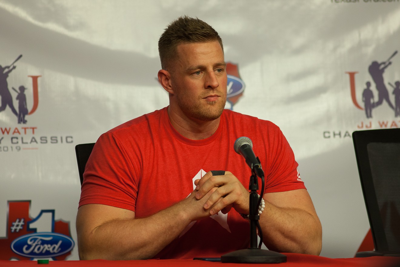 JJ Watt taking questions during the pregame press conference.