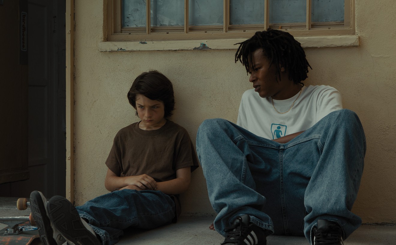 Sunny Suljic (left) plays pint-sized 13-year-old Stevie, who eventually connects with some local skater boys he has been observing from afar led by Ray (Na-kel Smith), in Mid90s, a slice-of-life drama from Jonah Hill.