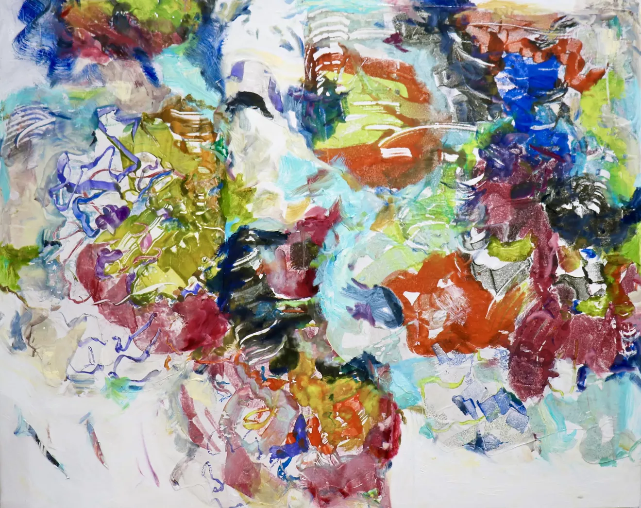"Carly Allen Martin Poets & Painters, 2023 Oil and encaustic collage on panel"
