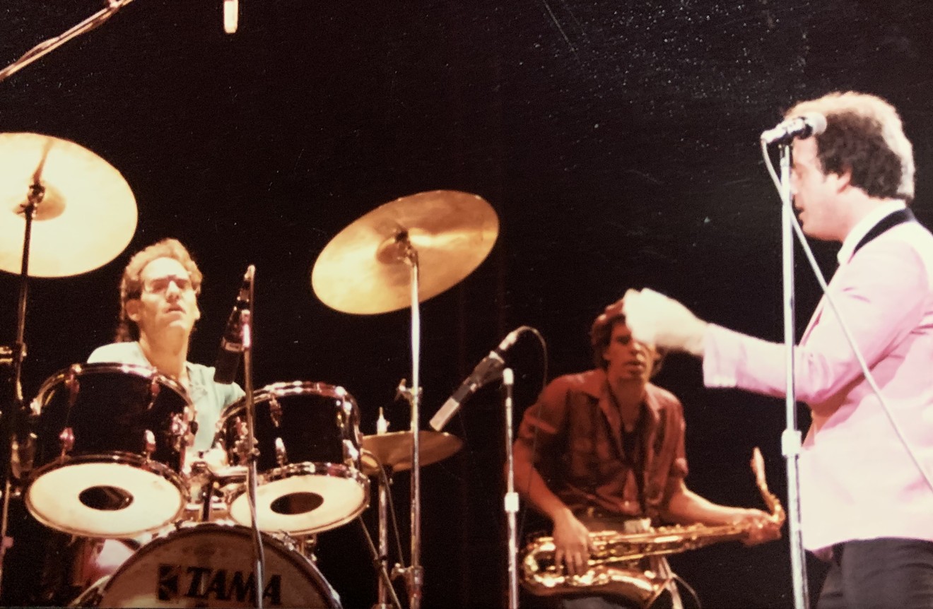 Liberty DeVitto, Mark Rivera (sax), and Billy Joel on 1980's "The Nylon Curtain" tour.