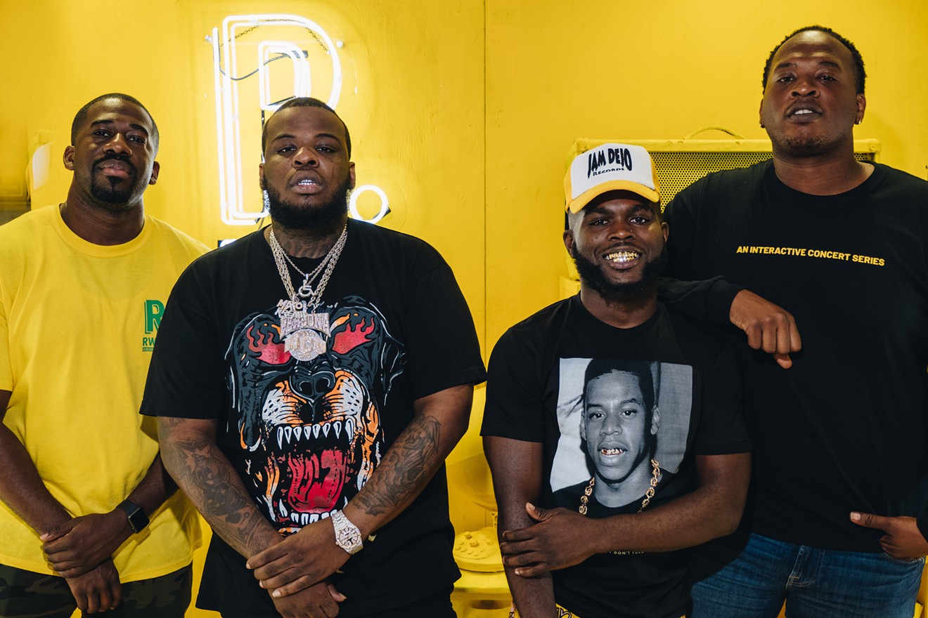 Jarren Small, Maxo Kream, Young Deji, and Douglas Johnson pose at the end of the lecture.