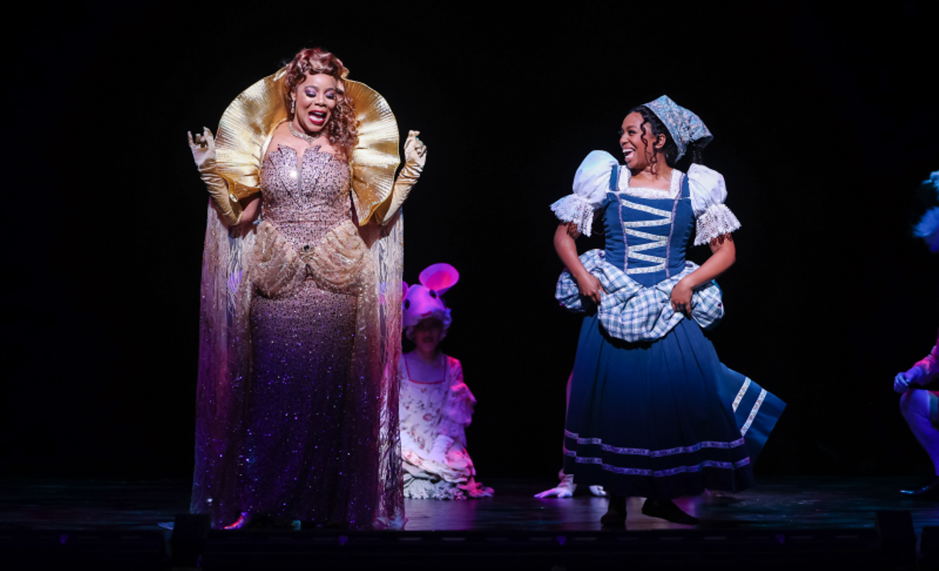 Soara-Joye Ross as glitzy Godmother and Brianna Kaleen as Cinderella in the TUTS production of Cinderella.