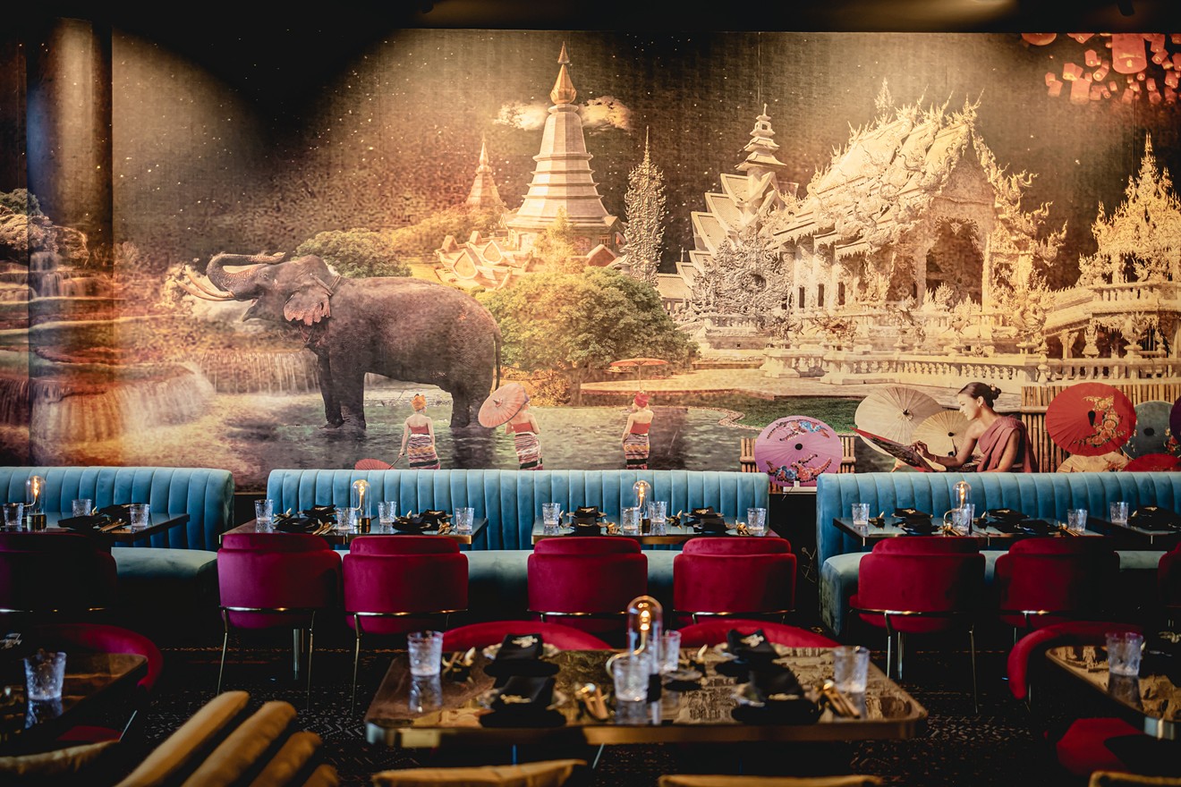 The interior at MaKiin transports guests to the landscapes of Thailand.