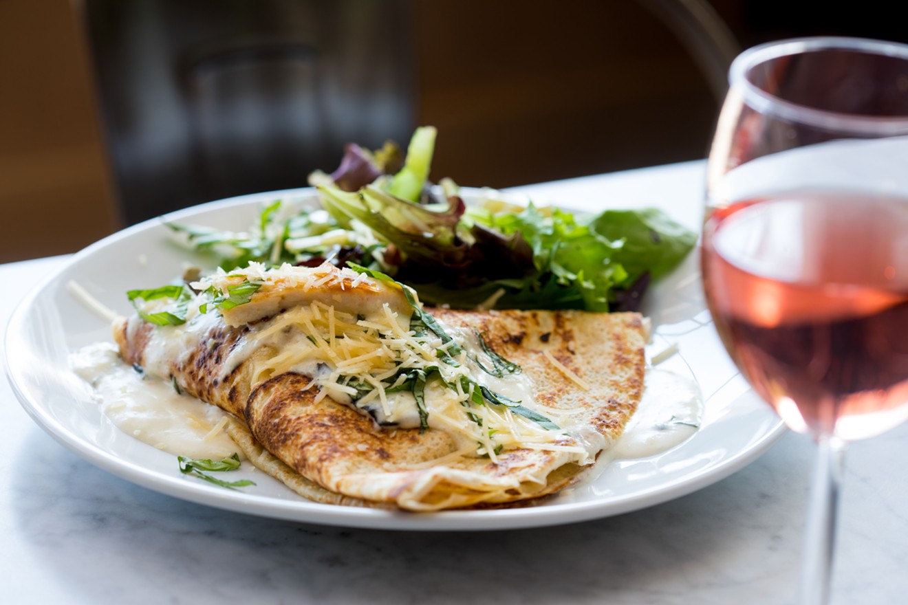 A savory crepe with a glass of rose is tres magnifique!