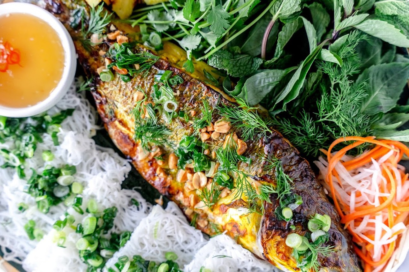 The Whole Roasted Turmeric Fish is a stunning and meaningful dish.