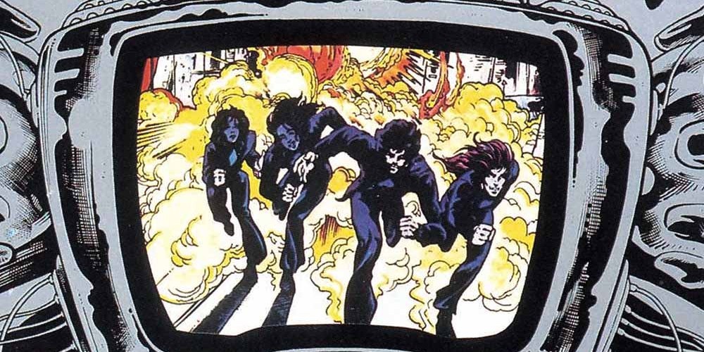 Thin Lizzy's classic lineup graphic doppelgangers on the "Jailbreak" cover: Brian Robertson, Brian Downey, Phil Lynott, and Scott Gorham.