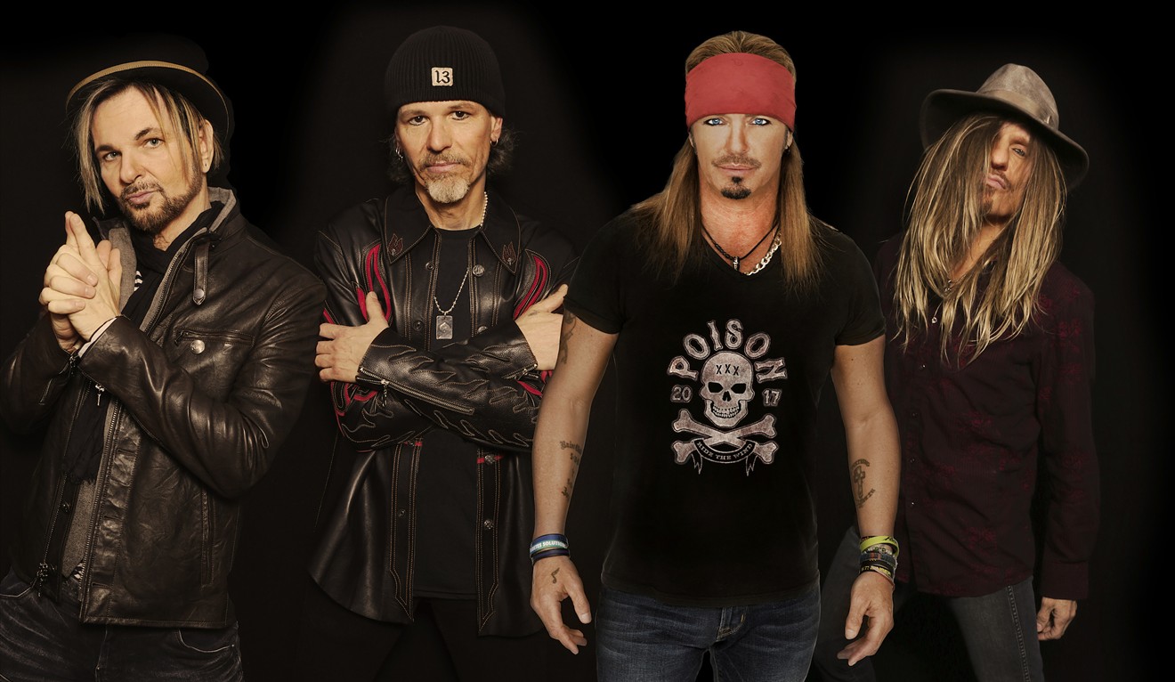 Your mama WILL dance to Poison! All original members in 2018: Rikki Rockett, Bobby Dall, Bret Michaels, and C.C. DeVille.