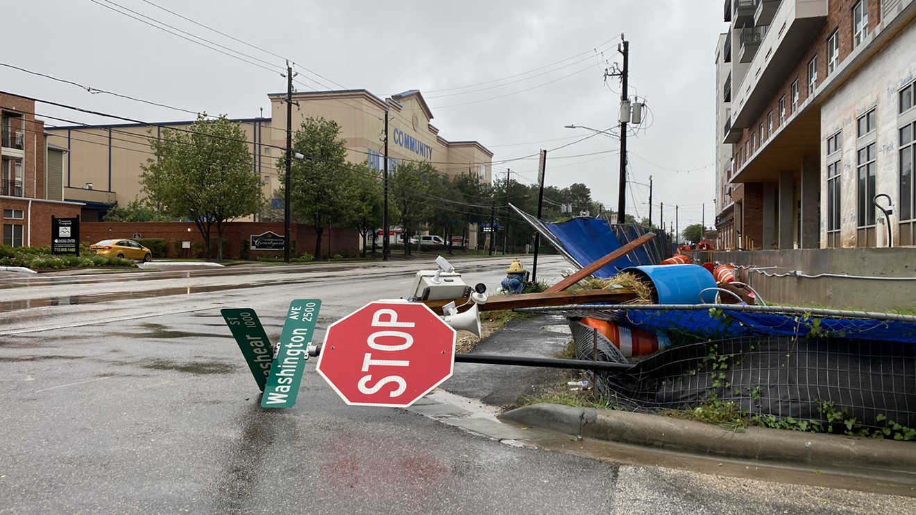 A downed stop sign on Washington Ave. showed how strong last night's winds were gusting.
