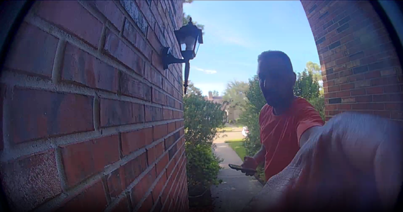 A delivery man was recorded on a local resident's Ring video doorbell. Many police departments partner closely with Ring, which has caused concern among some privacy advocates.