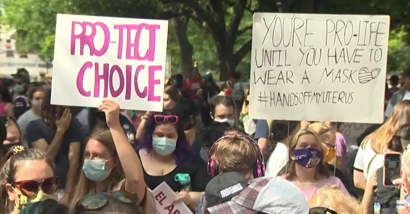 Pro-choice Texans flocked to Austin in May to protest Senate Bill 8, the law abortion advocates sued to block Tuesday.