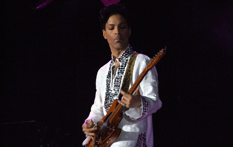 Prince plays the Coachella Festival in 2008.