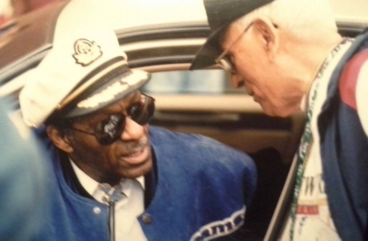 Chuck Berry (left) and longtime Houston promoter Don Gomez