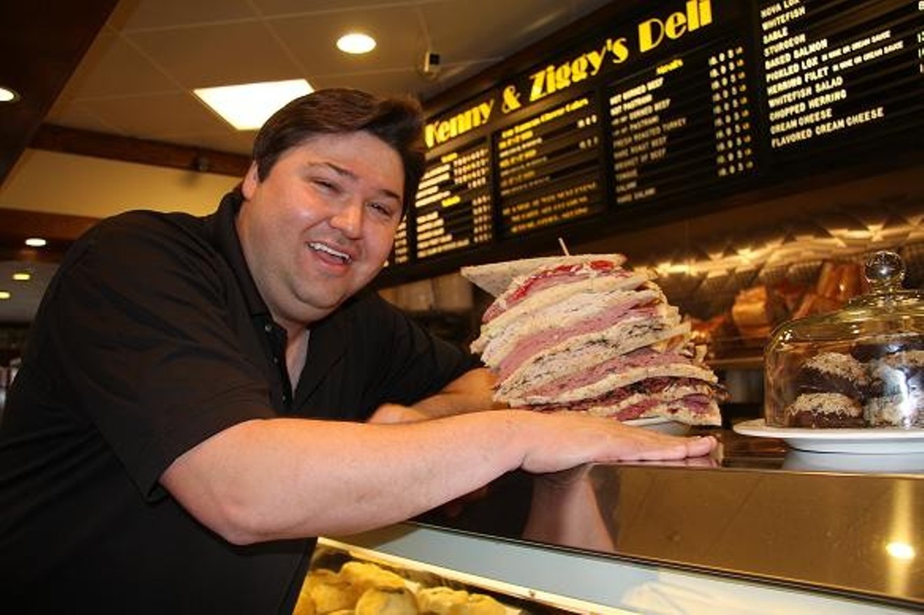 Ziggy Gruber, with one of his massive deli sandwiches.