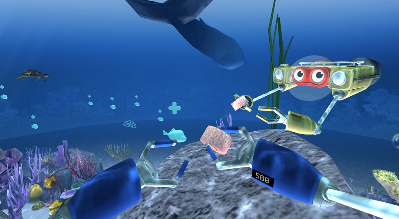Reef Rescue is a 360 degree virtual reality experience where up to 15 players compete to see who can perform the most tasks to help preserve the health of coral reefs.